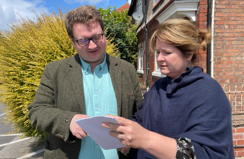 Lee talking to Sarah Payne, candidate for Birkenhead